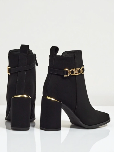 Dámské kotníkové boty eko semišové na sloupku Ostirena