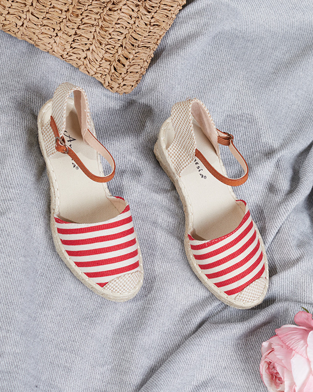 Červené dámské sandály a'la espadrilky s pruhy Mecera - Boty