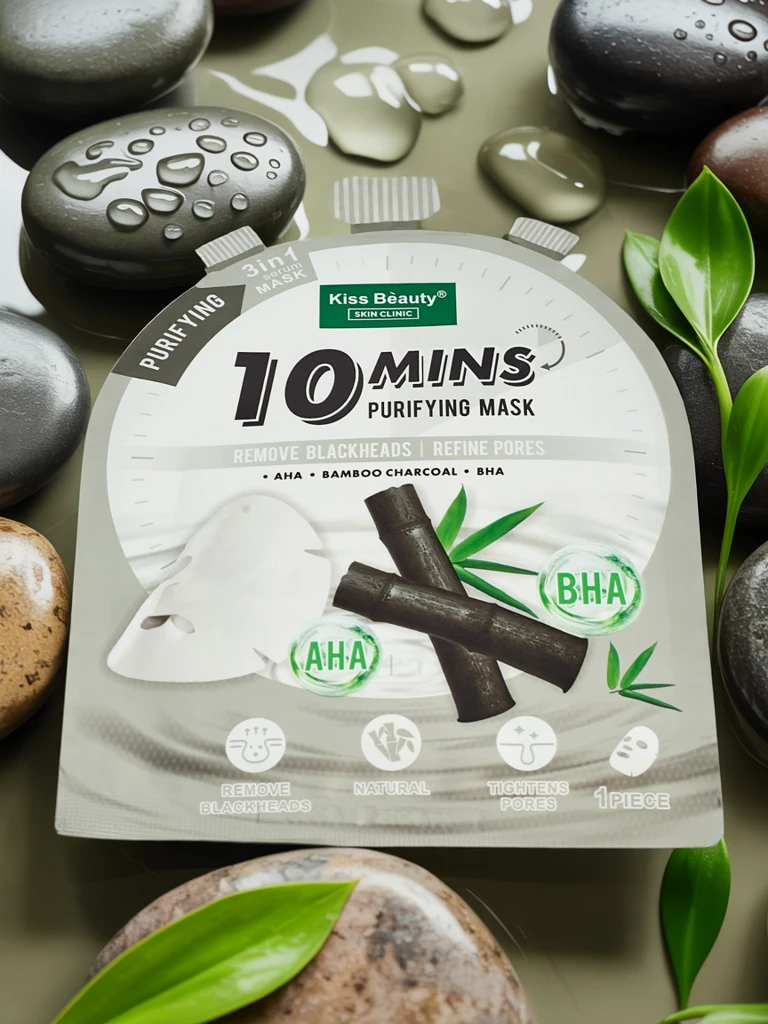 Pleťová maska v plátýnku Čisticí s Bambusovým Uhlím