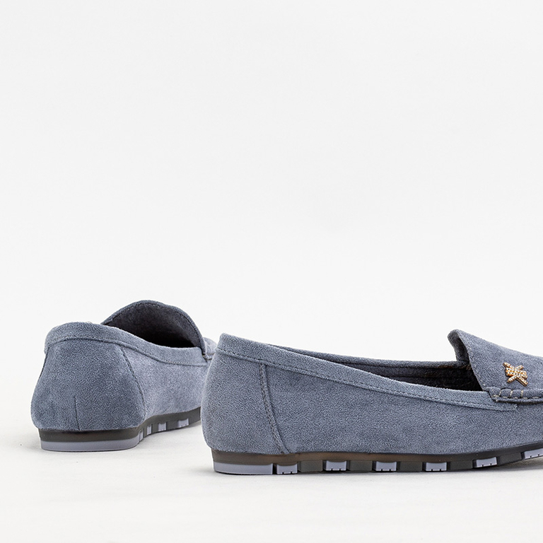 Dámské světle modré mokasíny se zlatým doplňkem Skuizo - Obuv