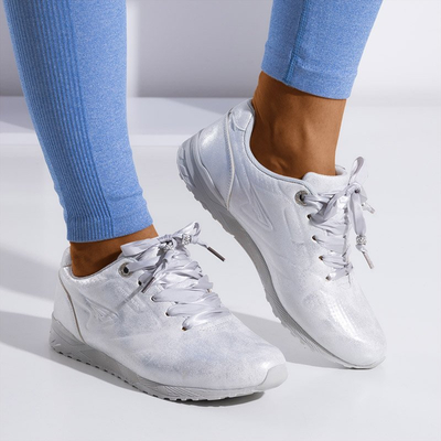 Světle šedé dámské brokátové sportovní boty se stuhou Simoli - Obuv