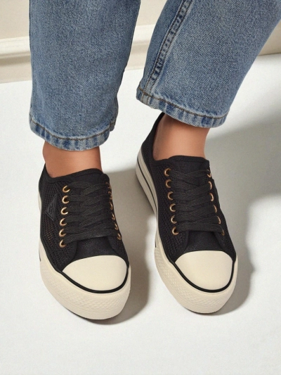 Melania Nero – dámské tenisky z tkaniny mesh na ploché podrážce 3cm