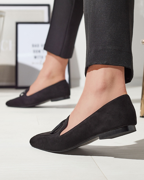 Чорні жіночі мокасини з орнаментом в тон Jeterika - Взуття