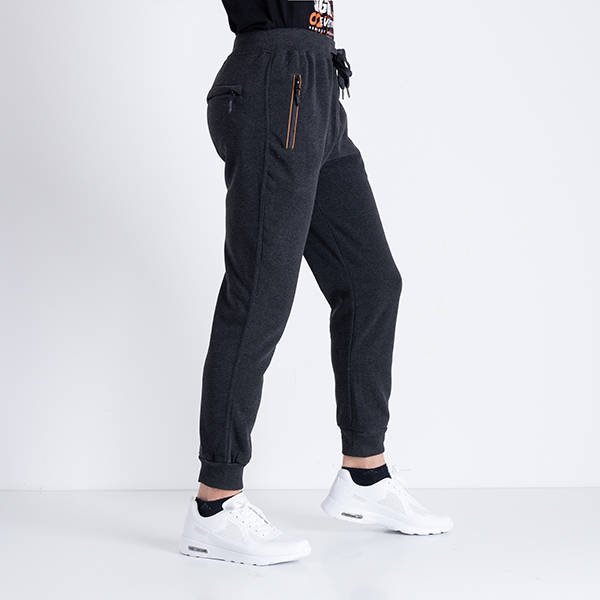 Pánské tmavě šedé teplé tepláky - oblečení