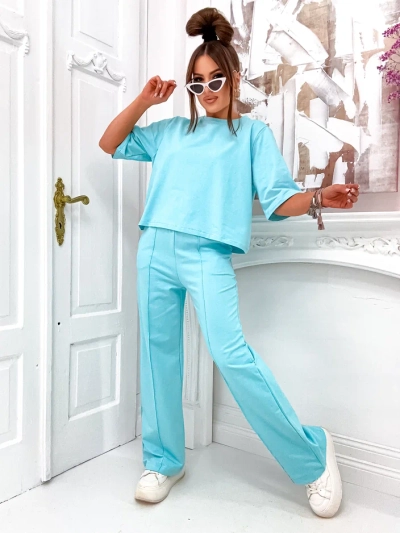 Royalfashion Женський бавовняний комплект з розкльошеними штанами