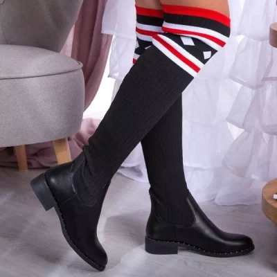 OUTLET Чорні чоботи a'la flat sock Salvia- Взуття