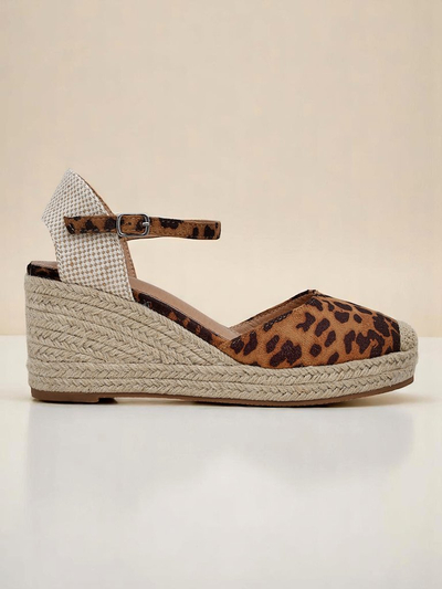 Aurelia Leopard Klínové boty Royalfashion dámské eko kůže camel