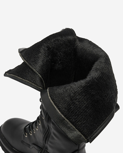 Royalfashion Чорні жіночі черевики на шнурівці Decovbo