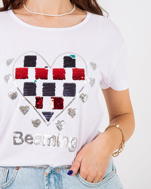 Біла жіноча футболка з принтом