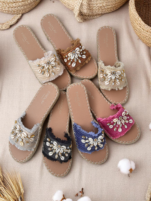 Сандалі Royalfashion Callista Boho Camel на плоскій платформі з мушлями