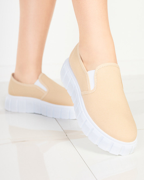 Бежеві жіночі сліпони на масивній підошві Tenri