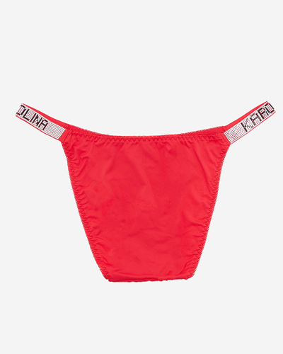 Dámské červené kalhotky s ozdobnými pruhy - Spodní prádlo