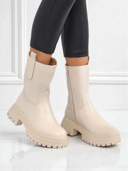 Вищі ботильйони жіночі еко шкіряні Scarlet Mist