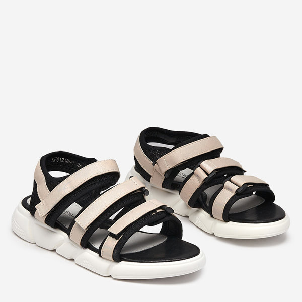 Dívčí sandály se zapínáním na suchý zip v béžové barvě Mumin-Shoes