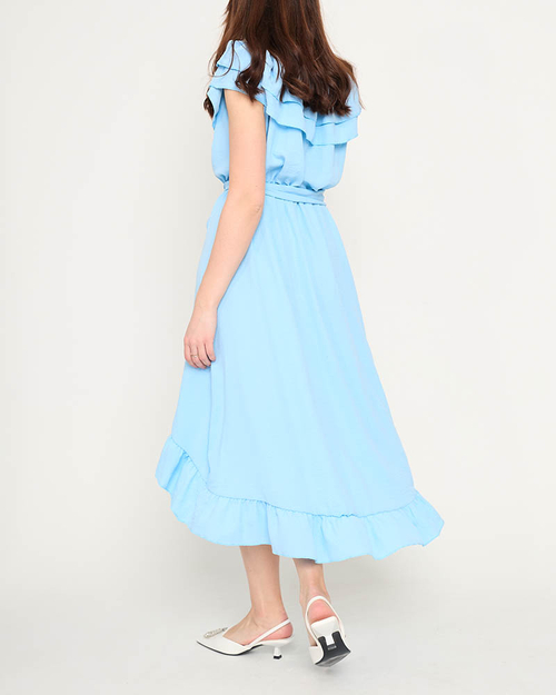 Синя жіноча сукня з оборками