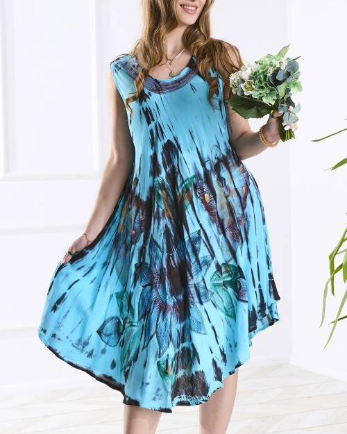 Жіноче візерункове покривало-плаття синьо-чорного кольору - Одяг