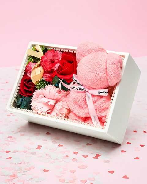 Royalfashion Flowerbox Квіти в коробці з ведмедиком