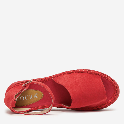 Червоні жіночі босоніжки на платформі Ponera