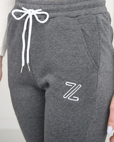 Šedé dámské zateplené tepláky- Oblečení