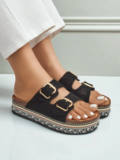 Royalfashion Жіночі босоніжки на платформі з пряжками CorkStyle