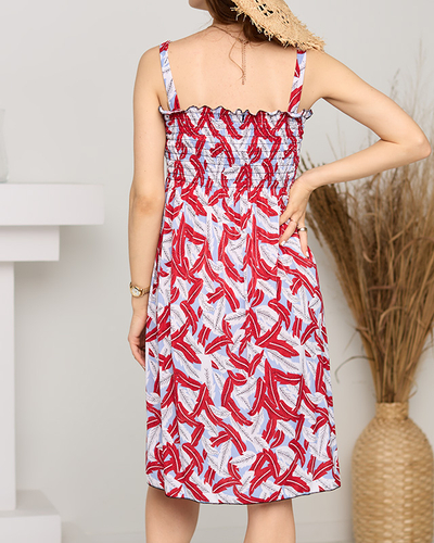 Червоне плаття довжиною до колін з листям - Одяг