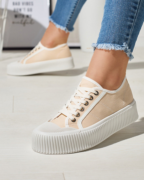 Бежеві жіночі кеди на суцільній підошві Ozerika - Взуття