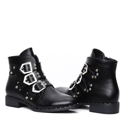 Czarne workery z trzema paskami Amaris- Obuwie