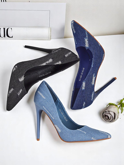 Royalfashion Dámské lodičky na vysokém podpatku Denim Chic