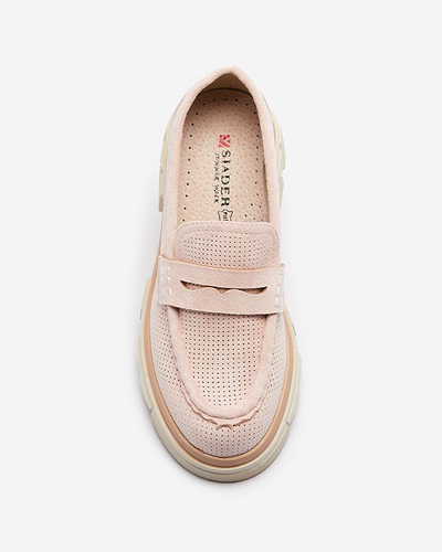 Рожеві жіночі ажурні мокасини на суцільній підошві Ejina - Взуття