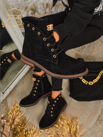 Dámské boty Aurelia Romano z přírodního semiše – hnědé, s kožešinou