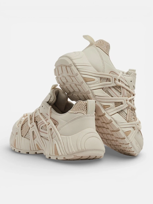 Sneakersy Damskie Aurora Beżowe Syntetyczne Sportowe na Lato