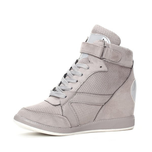 Szare sneakersy na koturnie - Obuwie