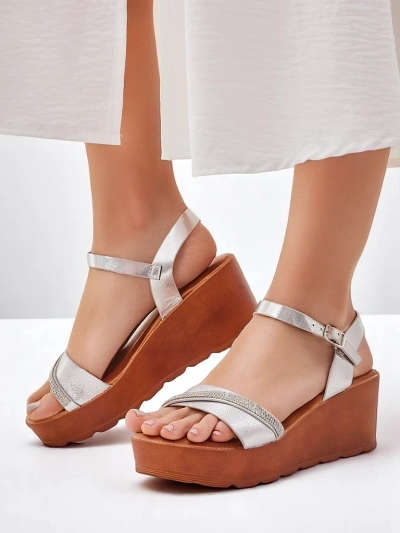 Royalfashion жіночі wedge-сандалі з стразами та блискітками Aurora Glow