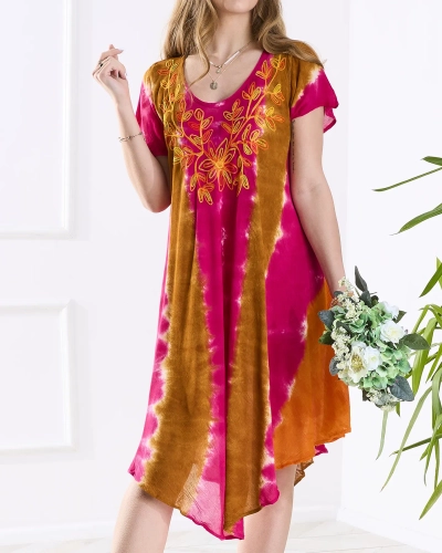 Жіноча пляжна сукня-нарзутка фуксія-камедь - Одяг