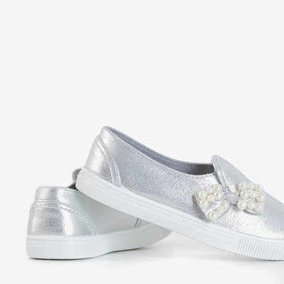 Срібні дитячі кросівки з бантиком Malasita - Взуття