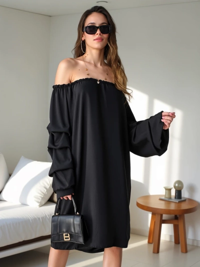 Royalfashion Гладка жіноча сукня в іспанському стилі з воланами