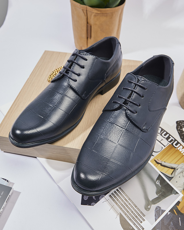 Námořnicky modré elegantní pánské polobotky Elfobs- Obuv