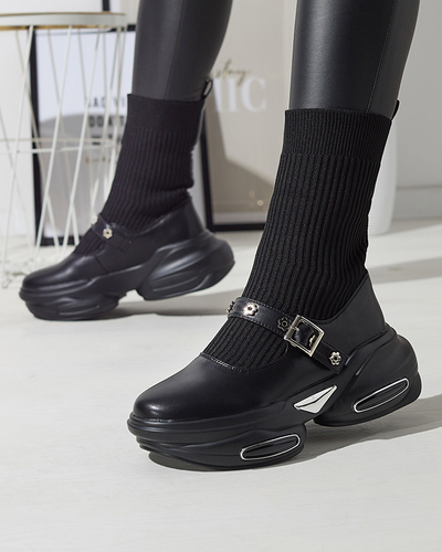 Чорні жіночі спортивні черевики з верхом а'ля носок Folden- Footwear