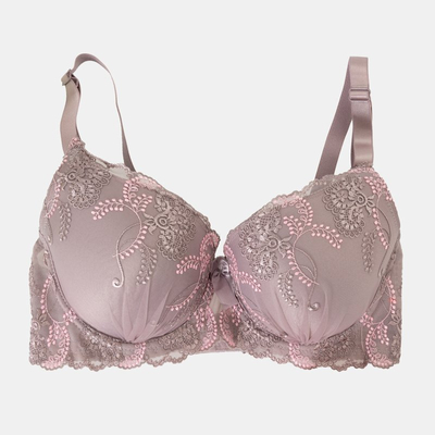 Fialová polstrovaná podprsenka s krajkou - Spodní prádlo