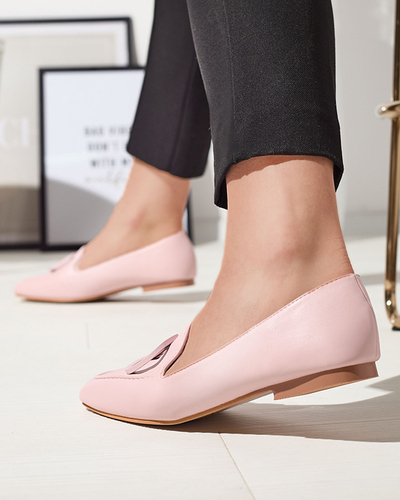 Světle růžové dámské mokasíny s ornamentem v odpovídající barvě Terika - Obuv