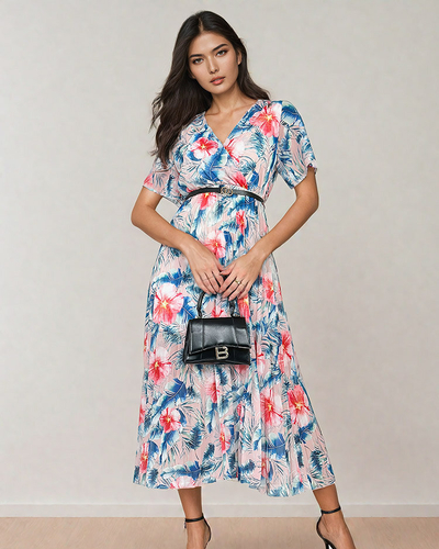 Royalfashion Жіноча плісирована квіткова сукня міді