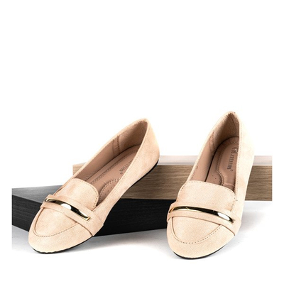 Бежеві мокасини з золотою прикрасою Greca - Взуття