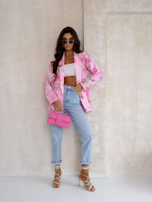 Жіночий блейзер Royalfashion без застібки з квітами троянд