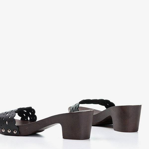 Чорні жіночі тапочки з дерев'яною підошвою