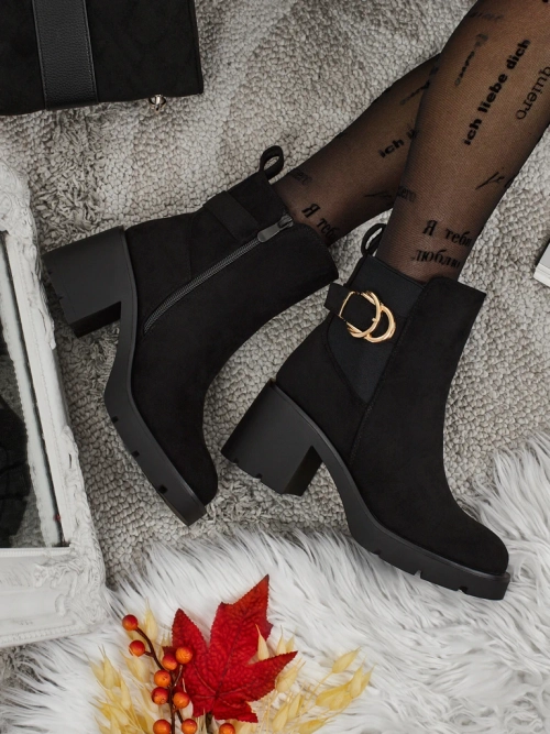 Ботильйони жіночі еко замшеві на підборах-стовпчику Solenya