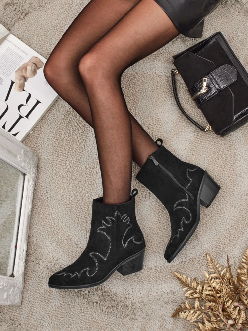 Жіночі ботильйони-ковбойки Velvet Ash – на підборах
