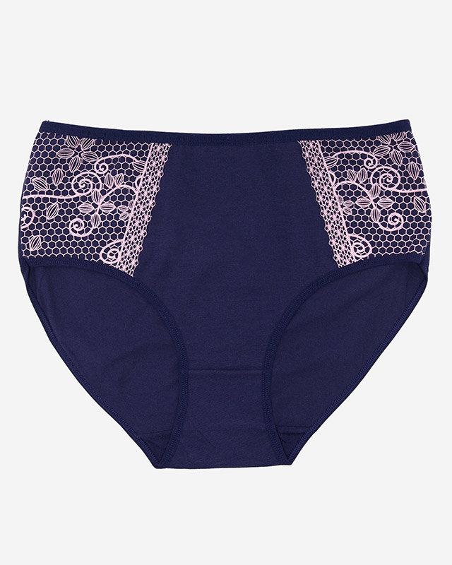 Bavlněné dámské kalhotky se vzorem v námořnické modři PLUS SIZE - Spodní prádlo