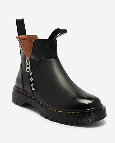 Černé dámské kozačky z eko kůže se zipem Odeta - Obuv