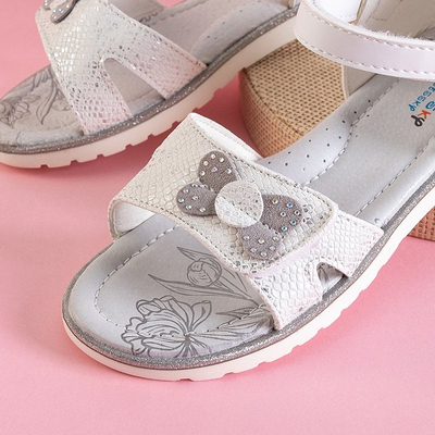 Bílé dětské sandály s mašlí Luisira - Obuv