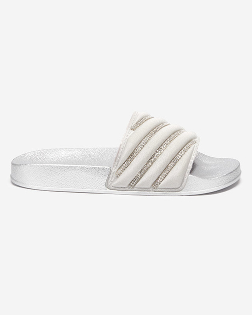 Срібні жіночі тапочки з фіанітом Mytaris - Взуття